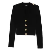 [Balmain] Balmain Ribbed Button-up Cardigan 40 FR BLACK
