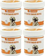 LOGANZ Dog Teeth Cleaning Wipes for Dogs & Cats 200 Counts, Dog Tooth Brushing Kit Puppy Dog Dentals Wipes Remove Bad Breath, Finger Wipes for Pet Teeth Cleaning