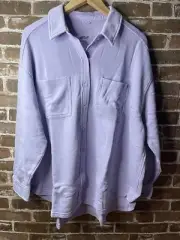 NWT AERIE LUMBERJANE FLEECE SHIRT PURPLE WASH WOMENS MEDIUM OVERSIZED FIT