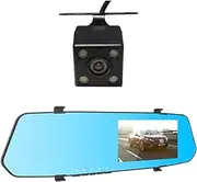 4.3-Inch HD Front and Rear Dual-Channel Streaming Dash Cam cam Rearview Mirror Dashcam Car Video Recorder DVR Night Vision(32G)