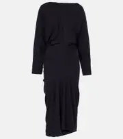[Dries Van Noten] Dries Van Noten Draped jersey midi dress AU 10 blue