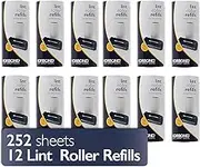 Korbond 12 Pack of Lint Roller Refills - 252 Pre-Cut Sticky Sheets - for All Fabric Types - Remove Dust and Lint from Furniture and Clothing - NO Residue
