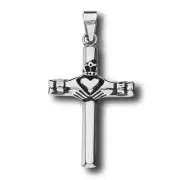 STAINLESS STEEL CLADDAGH CROSS PENDANT no chain