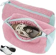 2Pcs Shoes Wash Bags Sneakers Shoes Laundry Bag for Washing Machine, Zipper Shoe Laundry Wash Bag for Gym Shoes, Slipper, Travel Storage Orgnizer 7.5 x 15.4 inch, Roseate