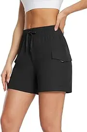[baleaf] Women's Shorts High Waist Hiking Cargo Shorts Pockets Workout Elastic Lightweight Quick Dry Athletic UPF50