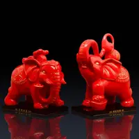 在飛比找ETMall東森購物網優惠-陶瓷紅色大象擺件一對招財鎮宅客廳酒柜辦公室家居裝飾品風水擺設