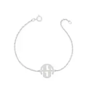 Personalized 3 Initials Block Monogram Link Bracelet in 925 Sterling Silver