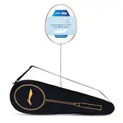 Li-Ning Wind Lite 700 II Carbon Fibre Badminton Strung Racket with Full Cover - For Intermediate - Dynamic Optimum Frame - Heavy Head - Maximum String Tension- 28lbs - Size: 77gm - White-Gold