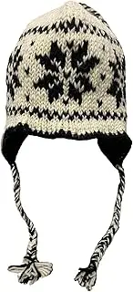 [Ximalco] Wool Hand Knit Unisex Fleece Lined Ear Flap Beanie Cap Hat Nepal