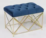 1 x tufted bench seat navy blue velvet