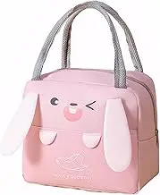 Kintiva Insulated Lunch Bag for Women, Thermal Tote with Front Pocket, Lightweight Oxford Fabric Lunchbox (Pink)