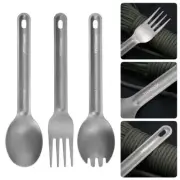Titanium Cookware Long Handle Spoon Cutlery Fork Outdoor Picnic Accessories