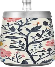 Stainless Steel Travel Ashtray with Lid for Outside Patio Indoor Spring Cute Flowers Rustic Smokeless Odorless Tabletop Ash Holder for Home Office Decor