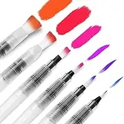 Water Coloring Brush Pens, Ohuhu Set of 6 Aqua Painting Brushes for Water Soluble Colored Pencil, Water Color Water-Base Markers, Powdered Pigment Watercolor Paints