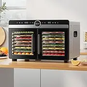 Devanti Food Dehydrator 16 Trays 1400W Stainless Steel Dehydrators Jerky Yogurt Fruit Pet Food Dryer LED Touch Control Adjustable Timer & Temperature - Black