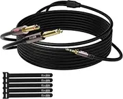 1/8 to Dual 1/4 Stereo Cable 50 Feet, 3.5mm TRS to 2 x 6.35mm TS Mono Y Splitter Audio Cord Adapter, 24K Gold Plated, 22AWG, OD:5.0MM, for iPhone, PC, Mixer, Speaker, Home Stereo System