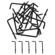 50 Pcs L Shape Hooks, 1-1/2 Inch Right Angle Screw Hooks for Hanging, Black