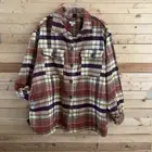 dip Woman Multicolor Plaid Button Down Long Sleeve flannel Shacket Plus size 2X