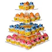 4-Tier Acrylic Display Risers Half Moon Cupcake Stand Perfume Organizer