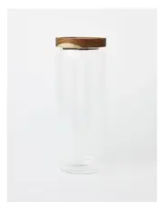 [The Cooks Collective] Glass Storage Jar with Acacia Lid 1250ml in Clear