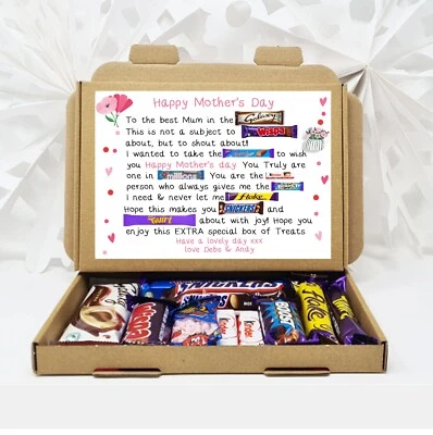 Personalised Mothers day Mum poem cute Gift Treat Box Hamper Hug in a box Her