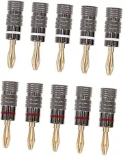 HOMOCONO 10Pcs Plated Banana Plugs Audio Jack Connector for Speaker Wire Double Screw Design High Fidelity Speaker Easy to Use for Amplifier and Home Audio