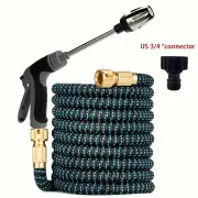 Premium Expandable Magic Car Wash Hose with Long Rod Spray Gun High Pressure Telescopic Design with 3/4 Inch Diameter an