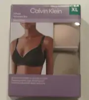 CALVIN KLEIN Womens 2Pk Gray Pink Microfiber Wire Free Bras NIP Size XL
