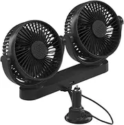 Car Fans - 360°Adjustable Car Cooling Fan | Double Head 12V 24V Cooler | USB Cars Vent Fan To Boost Cold Air In | Cool Gadgets Air Conditioner 360 Degree Rotatable 3 Speeds Suction Cup For RV Sedan Tr