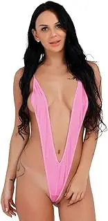 [DABEXI] Women Mini Bikini Thong Bodysuit One Piece Sling Shot Deep V-Neck Swimwear Backless Micro Lingerie String Nightwear
