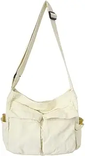 [YILCER] Canvas Crossbody Bag for Women, Canvas Shoulder Bags Aesthetic Messenger Bag Y2K Satchel Bag Hobo Tote Bag for School Travel Casual Daily