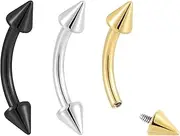 [Pierced Koala] 2PCS Titanium Implant Grade 16G Internally Threaded 8mm - 14mm Tongue Nipple Eyebrow Bar Ear Curved Spike Arrow Barbell Body Jewellery
