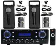 Rockville BLUAMP 100 Home Stereo Bluetooth Amplifier with USB/RCA Out+(2) Mics