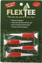 Flex Tees Driver Golf Tees, 4-Red tees, (3 Inches long) NEW