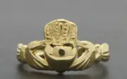 10K Yellow Solid Gold Irish Claddagh Design Toe Ring 8.7 mm 0.7 Gram