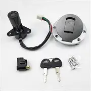 Ignition Key Switches for Suzuki GS125 HJ125-8 QJ125 4Wire 6 Wire Fuel Tank Cap Cover Locks Motorcycle Ignition Switch Key Set Ignition Barrel Key Switch(6 Wires)