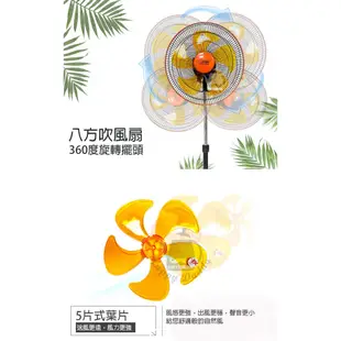 【華冠】16吋 立體擺頭循環立扇 電風扇 FT-1603(360度旋轉) 台灣製造 外旋式 循環扇 工業扇 涼風 風量大