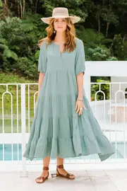 Chasing Waves Cotton Dress--BOHO-1023
