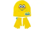 SpongeBob SquarePants Childrens/Kids Knitted Hat And Gloves Set (Yellow) (4-8 Years)