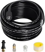 Poweka Pipe Cleaning Hose 20 m, 180 bar, 60 °C, Compatible with Kärcher K2, K3, K4, K5, K6, K7 Pressure Washer, Includes Adapter, Rigid and Rotating Nozzles
