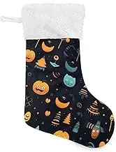 Amooorous Black Halloween Party Vintage Christmas Stockings Christmas Family Stockings with Plush Cuff Stocking Xmas Rustic Christmas Decor for Office Bed Classroom