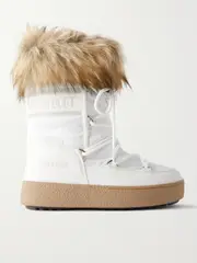 [Moon Boot] Moon Boot - Ltrack Monaco Faux Fur-trimmed Shell And Faux Leather Snow Boots - White - EU 41 EU 41 White