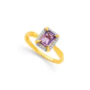 9ct Amethyst & Diamond Ring in Purple
