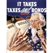 War WWII USA Uncle Sam Taxes Bonds Budget Advert Canvas Wall Art Print Poster
