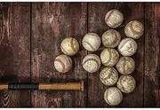 Laeacco Old Vintage Baseball Background 7x5ft Photography Background Aged Balls Baseball Background Wooden Vintage Rusty Wood Plank Texture Grunge Style Photo Backdrops Sport theme Match