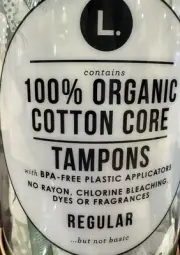 L. 100% Organic Cotton Core Tampons - Regular - 30 Count New Sealed