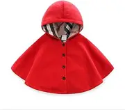 Proumhang Spring and Autumn Children's Clothing Baby Boy Baby Girl Unisex Clothes Hooded Cloak Cotton Windproof Cloak Thick Warm Cloak Baby Out Clothing Shawl Red 80cm