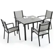 FORTIA 5pc Outdoor Dining Furniture Set, 90 x 90cm Table and Chairs Setting for Outside