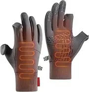 [Generic] Touchscreen Gloves,Windproof Gloves with 2 Cut Fingers | Ice Fishing Equipment, Winter Warm Gloves for Outdoor Activities