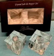 Oleg Cassini Crystal Salt And Pepper Shakers Set New In Box Great Gift #127290